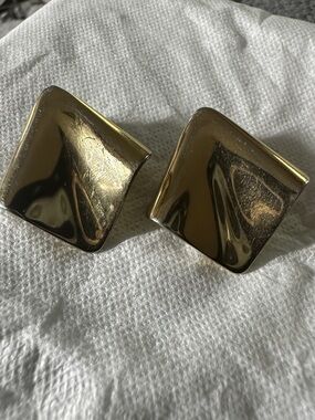 Gold-Tone Square Twist Clip-On Earrings